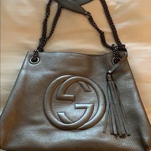 Gucci gun metal monogram bag